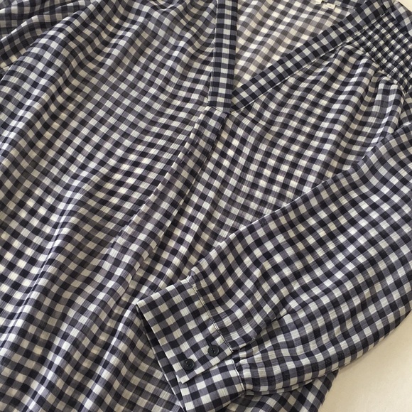 VIOLET + CLAIRE Gingham Check Popover Top Black & White Sz. S - Picture 3 of 8